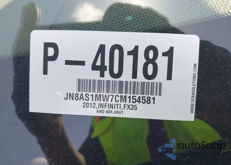 2012 Infiniti Fx35 из США, поврежденный, VIN JN8AS1MW7CM154581